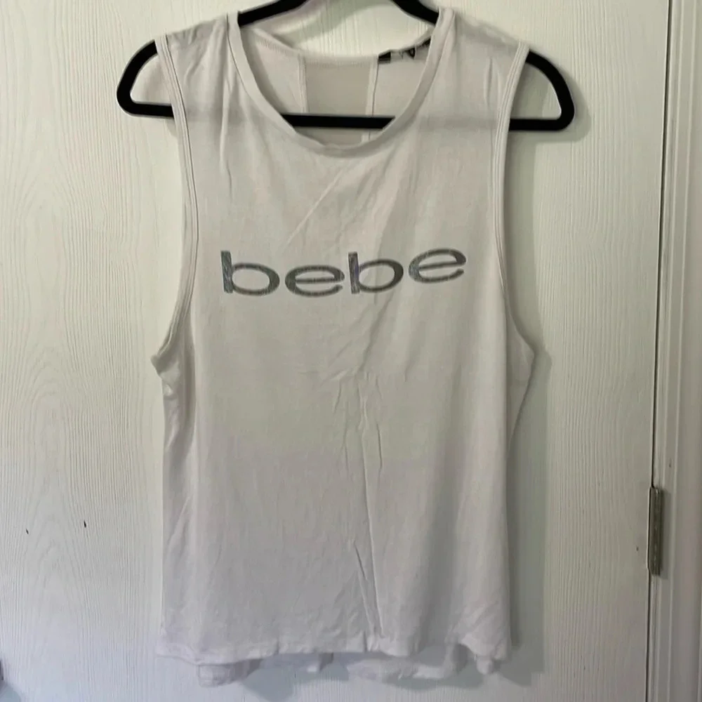 💰Bebe mesh white tank with black size medium - Picture 1 of 4